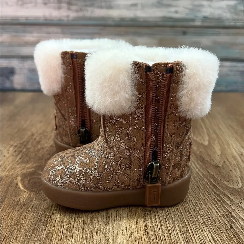 Ugg Baby Jorie II Glitter Leopard Booties Size 0/1
